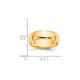 14k Yellow Gold 6mm Lightweight Half Round Wedding Band Size 13.5