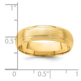 14k Yellow Gold 6mm Standard Weight Comfort Fit Brushed Satin Line Edge Wedding Band Size 10.5