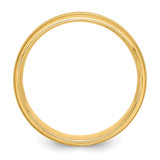 14k Yellow Gold 6mm Standard Weight Comfort Fit Brushed Satin/Polished Milgrain Grooved Edge Wedding Band Size 9