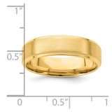 14k Yellow Gold 6mm Standard Weight Comfort Fit Brushed Satin/Polished Stepped Edge Wedding Band Size 11