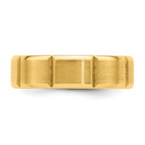 14k Yellow Gold 6mm Standard Weight Comfort Fit Brushed/Polished Beveled Edge with Vertical Lines Wedding Band Size 11
