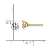 14k Yellow Gold 7/8 ctw Lab Grown Diamond VS/SI+ G+ Round 3 Prong Heavy Wt. Stud Earrings