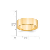 14k Yellow Gold 7mm Lightweight Flat Wedding Band Size 12