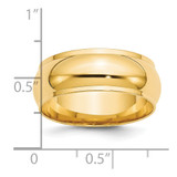 14k Yellow Gold 8mm Half Round with Edge Wedding Band Size 7.5