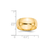14k Yellow Gold 8mm Lightweight Half Round Wedding Band Size 7.5
