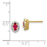 14k Yellow Gold Diamond and Ruby Oval Halo Earrings
