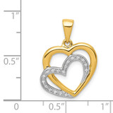 14k Yellow Gold w/Rhodium Diamond Entwined Hearts Pendant