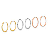 14k Yellow White and Rose Gold 1.20mm Endless Hoop Earring Set