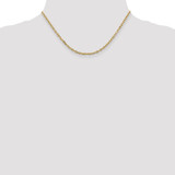 14K 16 inch 3mm Diamond-cut Round Open Link Cable with Lobster Clasp Chain