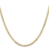14K 16 inch 3mm Open Concave Curb with Lobster Clasp Chain