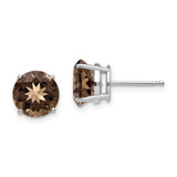 14kw 8mm Round Smoky Quartz Earrings