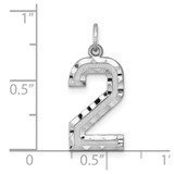 14kw Large Brushed Diamond-cut  Number 2 Charm