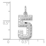 14kw Large Brushed Diamond-cut  Number 5 Charm