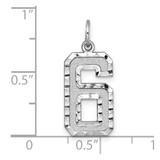 14kw Large Brushed Diamond-cut  Number 6 Charm