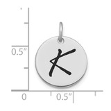 14kw Polished Black Enamel Letter K Initial Disk Charm