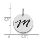 14kw Polished Black Enamel Letter M Initial Disk Charm