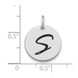 14kw Polished Black Enamel Letter S Initial Disk Charm