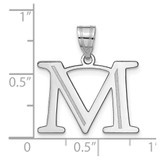 14kw Polished Etched Letter M Initial Pendant