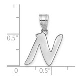 14kw Polished Script Letter N Initial Pendant