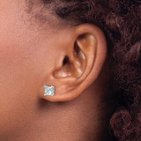 14kw Princess 4-Prong 2.00ct. Screw Back Post Earring Mountings w/ Backs
