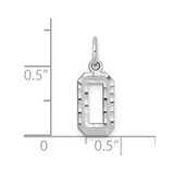 14kw Small Brushed Diamond-cut Number 0 Charm