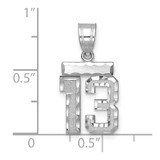 14kw Small Brushed Diamond-cut Number 13 Charm