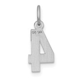 14kw Small Brushed Diamond-cut Number 4 Charm