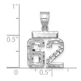 14kw Small Brushed Diamond-cut Number 62 Charm