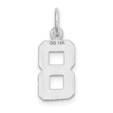 14kw Small Brushed Diamond-cut Number 8 Charm