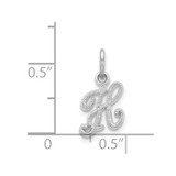 14KW White Gold Casted Script Letter H Initial Charm