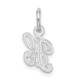 14KW White Gold Casted Script Letter H Initial Charm