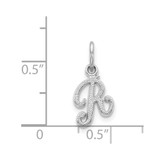 14KW White Gold Casted Script Letter R Initial Charm