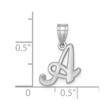 14KW White Gold Script Letter A Initial  Pendant