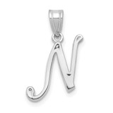 14KW White Gold Script Letter N Initial Pendant - YC-CBB70838-4686