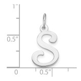14KW White Gold Script Letter S Initial Charm