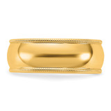 14KY 7mm Milgrain Half Round Band Size 11