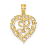 14KY Heart Script Letter L Initial Charm