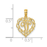 14KY Heart Script Letter V Initial Charm