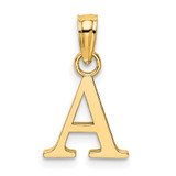 14KY Polished Block Letter A Initial Pendant