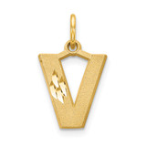 14KY Satin Diamond-cut Letter V Initial Charm