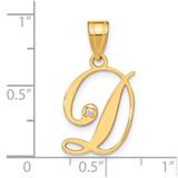 14KY Script Letter D Initial Pendant with Diamond