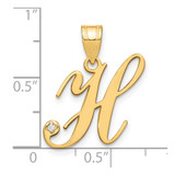 14KY Script Letter H Initial Pendant with Diamond