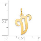 14KY Script Letter V Initial Charm - YC-39F29D7A-9697