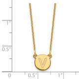 14KY Tiny Circle Block Letter V Initial Necklace