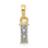 14KY with Rhodium Diamond Letter I Initial Pendant