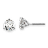 18kw 6 ctw Lab Grown Dia VS+ F+ Round 3 Prong Hvy Wt ScrewBk Earring