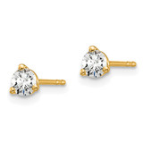 18ky 1/3 ctw Cert Lab Grown Dia VS+ F+ Round 3 Prong Hvy Wt Earring