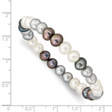 6-7mm Black, Grey and White Semi-Round Freshwater Cultured Pearl Stretch Bracelet