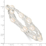 6-8mm White Rice Freshwater Cultured Pearl and Glass Bead Stretch 3-Bracelet Set