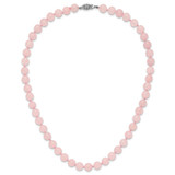8-8.5mm Smooth Beaded Rose Quartz Necklace w/Sterling S.RH Clasp